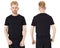 Black t hirt on a young scandinavian red hair man template on white background. Man black shirt copy space