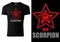 Black T-shirt Design with Scorpion in Red Star