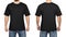 Black t-shirt on a young man white background, front and back