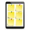 Black Tablet PC Yellow Stickers Mockup