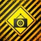 Black Tailor shop icon isolated on yellow background. Warning sign. Vector Illustration
