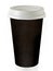 Black takeaway coffee cup with white cap