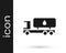 Black Tanker truck icon isolated on white background. Petroleum tanker, petrol truck, cistern, oil trailer. Vector