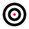 Black target with red point in the centre. Hunting, shooting sport or achievement symbol. Simple vector icon