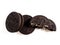 Black tasty cookies isolated on white background.