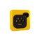 Black Taxi mobile app icon isolated on transparent background. Mobile application taxi. Yellow square button.