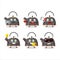 Black teapot cartoon character with various types of business emoticons