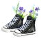 Black teenager sneakers with violets