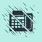 Black Telephone icon isolated on green background. Landline phone. Glitch style. Vector Illustration