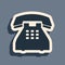 Black Telephone icon isolated on grey background. Landline phone. Long shadow style. Vector