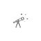 Black telescope with stars. Space spyglass. Astronomy, science, searching, looking symbol