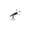 Black telescope with stars. Space spyglass. Astronomy, science, searching, looking symbol