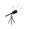 Black telescope with stars. Space spyglass. Astronomy, science, searching, looking symbol. searching for stars or opportunities
