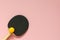 Black tennis ping pong racket isolated