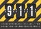 Black terminal mechanical scoreboard font for emergency numbers vector illustration. Airport flip board alphabet for