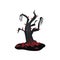 Black terrible tree with bloody red thorns. Cartoon landscape element. Halloween theme. Flat vector for mobile or