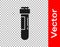 Black Test tube or flask with blood icon isolated on transparent background. Laboratory, chemical, scientific glassware