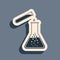 Black Test tube and flask - chemical laboratory test icon isolated on grey background. Laboratory glassware sign. Long