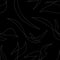 Black texture with chaotic thin white lines. Black seamless pattern in line art style, with white thin lines