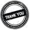 Black THANK YOU distressed rubber stamp with grunge texture.