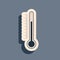 Black Thermometer icon isolated on grey background. Long shadow style. Vector