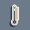 Black Thermometer with scale measuring heat and cold, with sun and snowflake icon isolated on grey background. Long