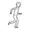 Black thick contour caricature faceless full body male person with beard and moustache running