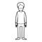 Black thick contour caricature faceless full body man bearded with clothing