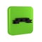 Black Thief eye mask icon isolated on transparent background. Green square button.