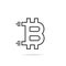 Black thin line bitcoin icon like crypto currency