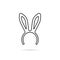 Black thin line bunny ears mask logo