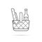 Black thin line picnic basket icon with food