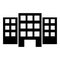 Black  three Building icon vector eps10. Building icon with windows. Building door open icon.