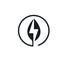 Black thunderbolt  leaf circle or eco energy saver icon vector illustration concept design