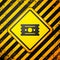 Black Ticket icon isolated on yellow background. Amusement park. Warning sign. Vector