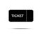 Black ticket icon on white background. Vector illustration.