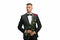 Black tie dress code for evening events. tuxedo man with rose flower. happy valentines day. special occasion. male