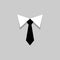 Black tie and white collar icon. Men accessories. Vector illustration.