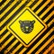 Black Tiger head icon isolated on yellow background. Warning sign. Vector