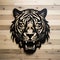 Black Tiger Head Wood Wall Art: Extruded Design With Multilayered Dimensions