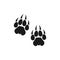 Black tiger trace silhouette. Vector flat illustration. Wild beast paw footprint, footstep isolated on white