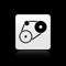 Black Timing belt kit icon isolated on black background. Silver square button. Vector