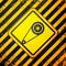 Black Timing belt kit icon isolated on yellow background. Warning sign. Vector Illustration
