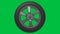 Black tire on green screen