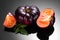 Black tomato, fresh ripe natural bio tomatoes close-up. Tasty organic Black Beauty tomato