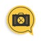 Black Toolbox icon isolated on white background. Tool box sign. Yellow speech bubble symbol. Vector