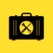 Black Toolbox icon isolated on yellow background. Tool box sign. Long shadow style. Vector