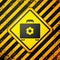 Black Toolbox icon isolated on yellow background. Tool box sign. Warning sign. Vector Illustration