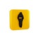 Black Torch flame icon isolated on transparent background. Symbol fire hot, flame power, flaming and heat. Yellow square