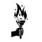 Black torch icon. Silhouette hand with flaming torch.